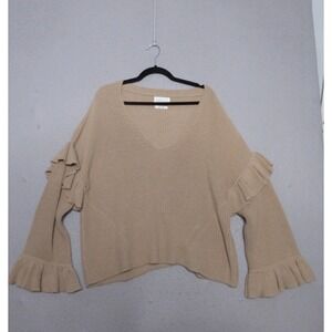 Eleven Six Sweater  XS Small Ruffle Baby Alpaca Made in Peru‎ Knit Relaxed